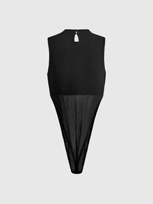 ROMWE Grunge Punk Women Bodysuits - Black - View 2