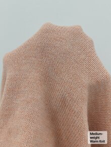 SHEIN LUNE CURVE Plus Half Zip Drop Shoulder Sweater Autumn Formal Club Vacation Dusty Pink Casual Baggy Traditional - Pink - View 5