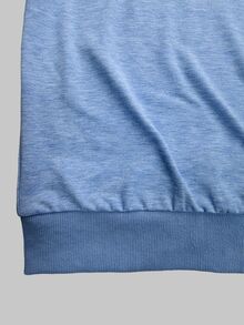 INAWLY Contrast Collar Drop Shoulder Sweatshirt - Baby Blue - View 4