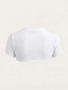 SHEIN ICON 純色超短版上衣（無內建胸罩） - 白色 - 查看 2
