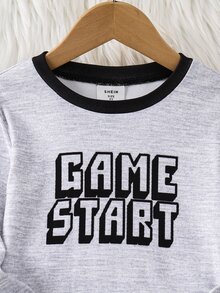 SHEIN 小男孩字母圖案對比滾邊睡衣套裝 - 彩色 - 查看 7