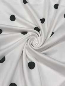 SHEIN Franclia Kaos dengan Detail Kancing Motif Polkadot - Putih - View 3