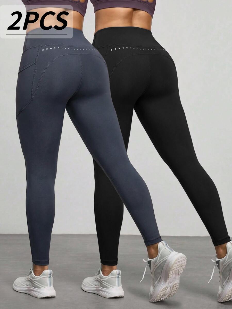 SHEIN Velisys 運動打底褲 - 彩色 - 查看 1