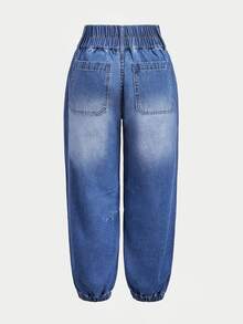 LUMIGAL High Waist Slant Pocket Jogger Jeans - Blue - View 4