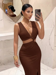 Slaydiva 女式長裙 - 鏽棕色 - 查看 7