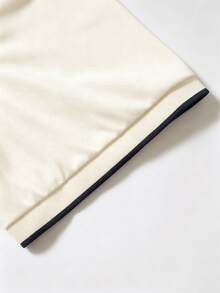 Calvornis Plus Horse Pattern Contrast Trim Polo Shirt - Beige - View 3