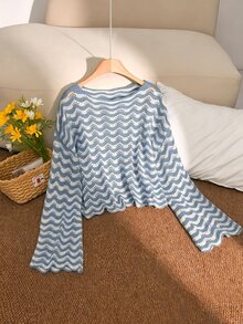 CosyJoli Áo len Plus Size - Màu xanh lam - Xem 5