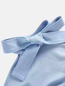 SHEIN Pitira 青少年女孩派對穿著 藍色掛脖優雅修身晚禮服，適合晚宴、畢業典禮、婚禮、伴娘禮服 - 藍色 - 查看 5