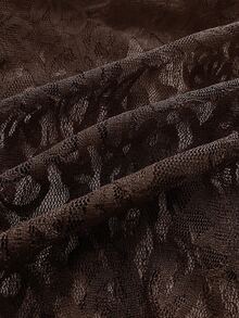 Attitoon Frill Trim Knot Front Lace Top - Brown - View 7