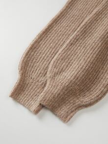 SHEIN Turtleneck Raglan Sleeve Sweater Dress Without Belt - Khaki - View 8