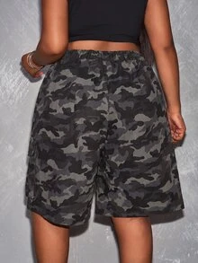 SHEIN CURVE+ Plus Size Shorts - Grey - View 5