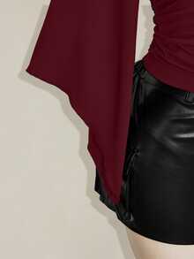 SHEIN ICON 大碼女士上衣 - 酒紅色 - 查看 6
