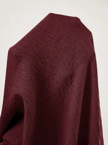 Veilorie Solid Metal Buckle Belted Abaya - Burgundy - View 3