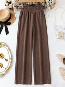 Rusticease Women's Bowknot Tie-Up Casual Long Pants, Versatile For Daily Wear - Rust Brown - View 2