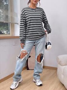SHEIN EZwear 女士衛衣和連帽衫 - 深灰色 - 查看 5