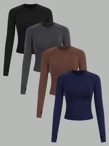 SHEIN Velisys 4件組女款運動T恤與背心 - 彩色 - 查看 1