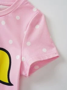 THE POWERPUFF GIRLS X SHEIN 少女卡通印花休閒日常居家短袖睡裙 - 粉色 - 查看 5