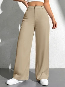 SHEIN PETITE Women Pants - Camel - View 4