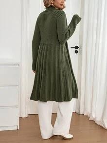 Sprig & Strand Kardigan Polos dengan Bagian Depan Terbuka - Hijau Tentara - View 2