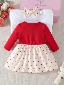 SHEIN Newborn Baby Dresses - Red and White - View 2