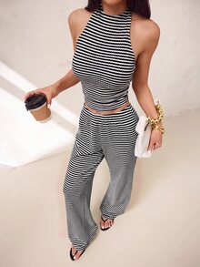 SHEIN PETITE 女士兩件套 - 黑與白 - 查看 8