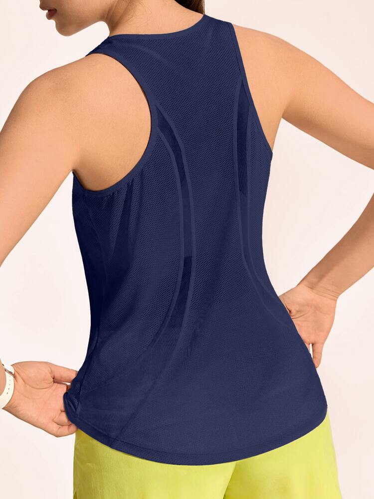 Exploreva Solid Skin-Friendly Outdoor Tank Top - Navy Blue - View 5