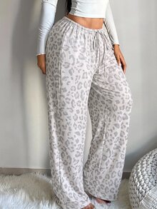 SHEIN SXY 女款舒適休閒極簡低腰抽繩寬腿褲 - 彩色 - 查看 4