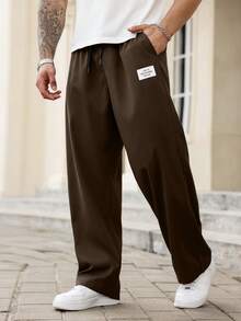 Manfinity Homme Pantalones largos casuales y versátiles de talla grande para hombre - Óxido marrón - Ver 3