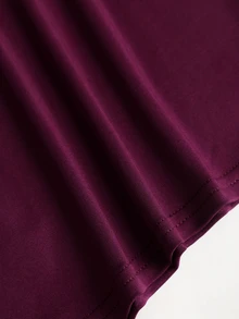 Sweetra Solid Boat Neck Flutter Sleeve Ruched Slim Waist Tee - Red Violet - View 5