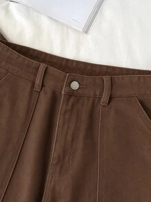Comfortcana 女款秋季休閒夾克與牛仔褲套裝上班穿搭 - 巧克力棕 - 查看 3