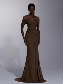 Elitara Women Formal & Evening Dresses - Coffee Brown - View 5
