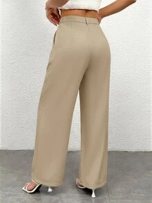 SHEIN PETITE Women Pants - Camel - View 2