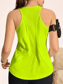Exploreva Women Neon Lime Mesh Insert Outdoor Tank Top - Green - View 6