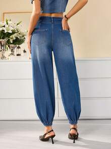 Selenza Women's Casual Versatile Tapered Leg Denim Jeans With Pockets - Blue - View 10