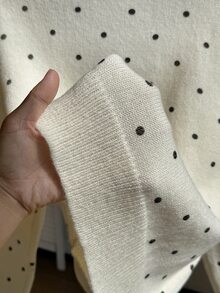 Comfortcana Plus Size Autumn Casual Polka Dot Print Cardigan - Black and White - View 5