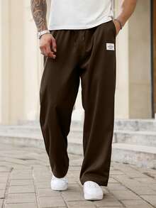 Manfinity Homme Pantalones largos casuales y versátiles de talla grande para hombre - Óxido marrón - Ver 5