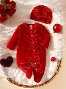 SHEIN Nyfödd Baby Jumpsuits - Bourgogne - Visa 2