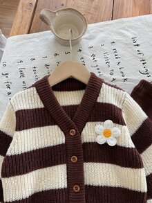 SHEIN 女童（小）毛衣套裝 - 棕色 - 查看 3