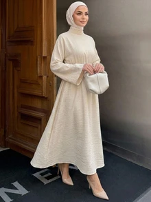 DAZY Women's Casual Commute Solid Color Long Dress - Apricot - View 5