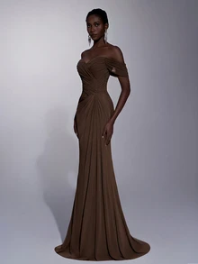 Elitara Women Formal & Evening Dresses - Coffee Brown - View 7
