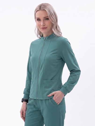 TaskEZ Zip Up Solid Scrub Coat