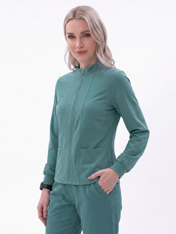 TaskEZ Zip Up Solid Scrub Coat