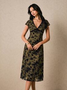 Poéselle Women Midi Dresses - Army Green - View 4