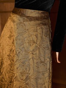 MOTF PREMIUM ROK JACQUARD PINGGANG TINGGI - Khaki - View 2