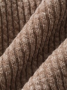 DAZY Men Solid Ribbed Knit Sweatshirt - Rust Brown - View 3