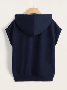 SHEIN EZwear 女款運動休閒連帽衛衣 海軍藍 夏季健身運動風 - 藏蓝色 - 查看 2