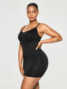 SHAPORA Women's Comfortable Skin-Friendly Plus Size Shaping Dress - Black - View 4