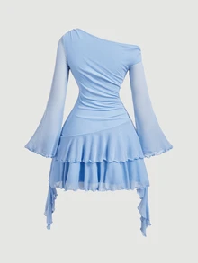 SHEIN MOD 女用迷你連身裙 - 藍色 - 查看 2