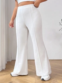 SHEIN EZwear 大碼西裝褲 - 白色 - 查看 5