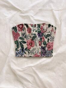 Soleia Atasan Tube Crop Motif Bunga - MultiWarna - View 3